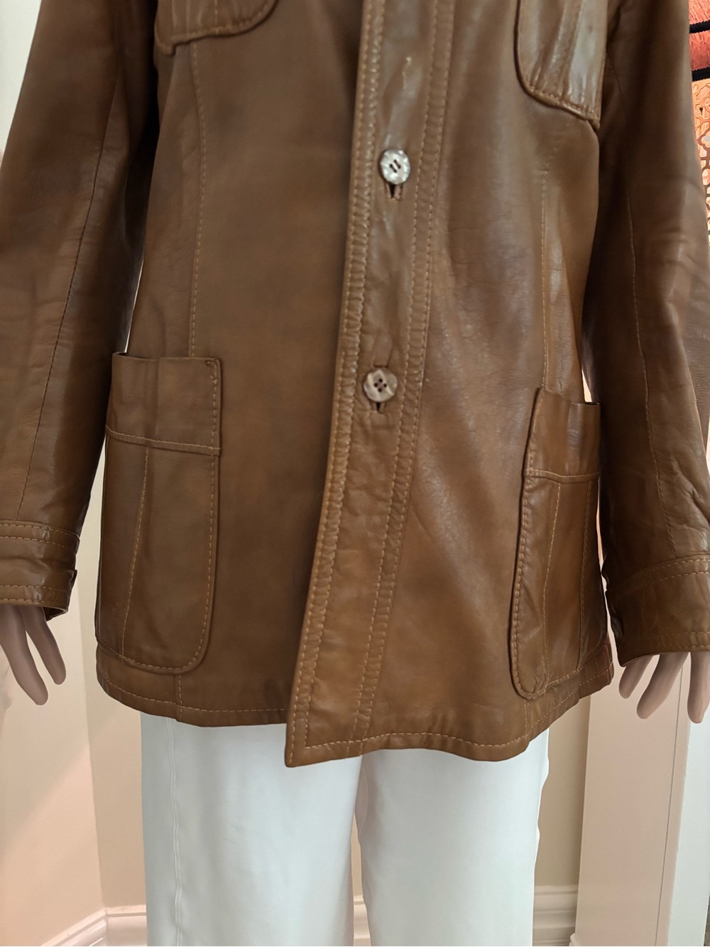Zara Brown Leather Button-Front Jacket - Picture 3 of 15